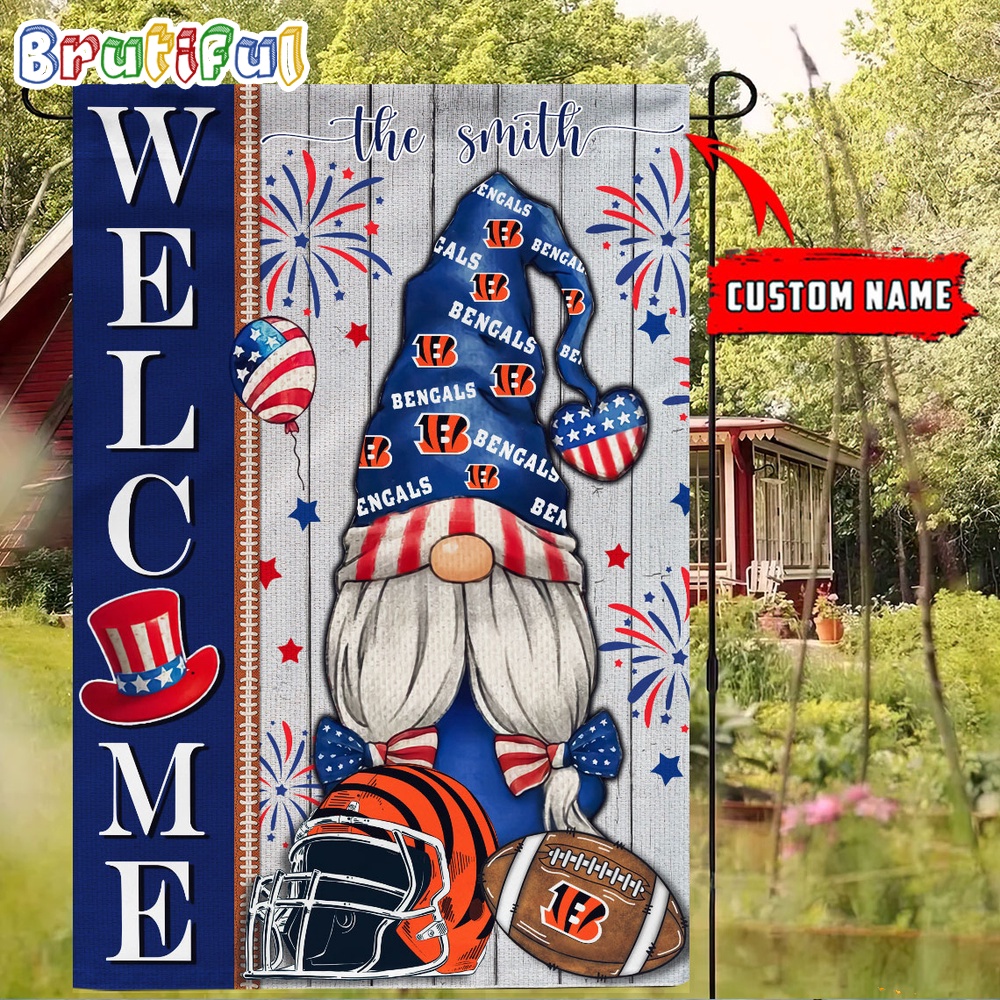 NFL Cincinnati Bengals America 4th Of July Independence Day Flag Football Gomes 4th Of July Garden Flag