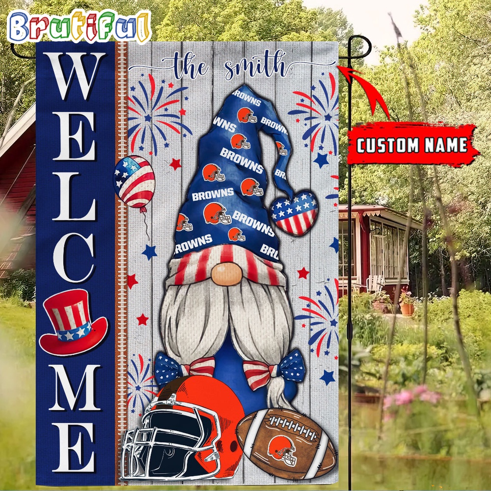 NFL Cleveland Browns America 4th Of July Independence Day Flag Football Gomes 4th Of July Garden Flag
