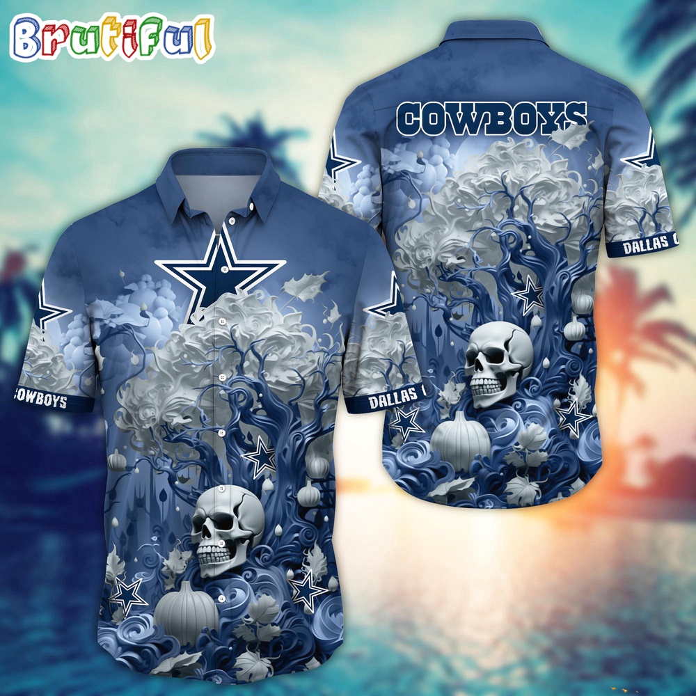 NFL Dallas Cowboys Halloween Skull Pumpkin Hawaiian Shirt