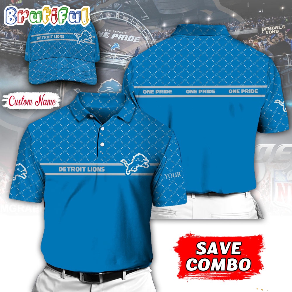 NFL Detroit Lions Polo Shirt Custom Football Polo Shirt And Cap