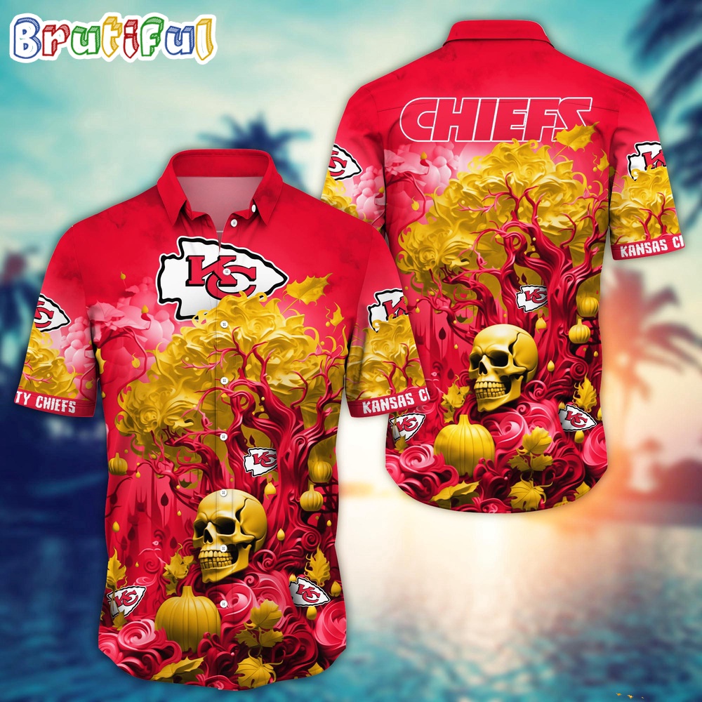 NFL Kansas City Chiefs Halloween Skull Pumpkin Hawaiian Shirt