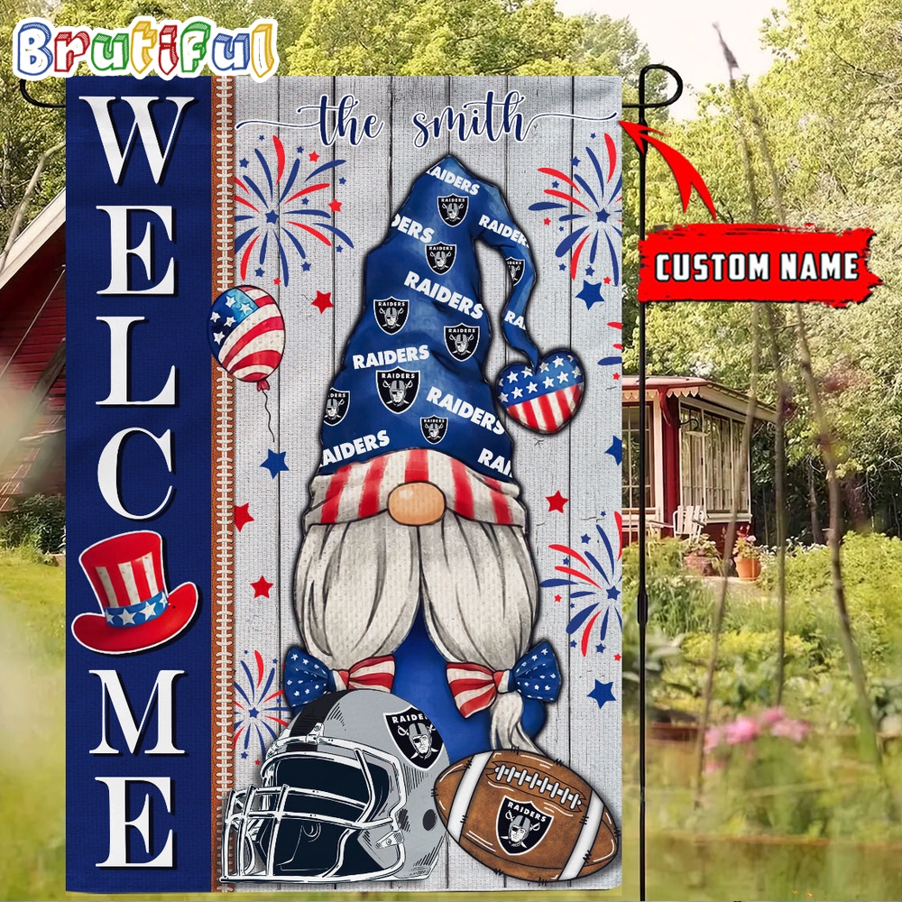 NFL Las Vegas Raiders America 4th Of July Independence Day Flag Football Gomes 4th Of July Garden Flag