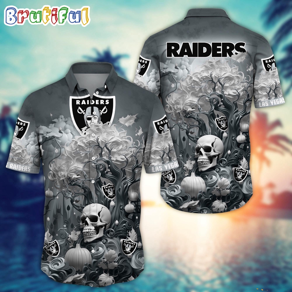 NFL Las Vegas Raiders Halloween Skull Pumpkin Hawaiian Shirt