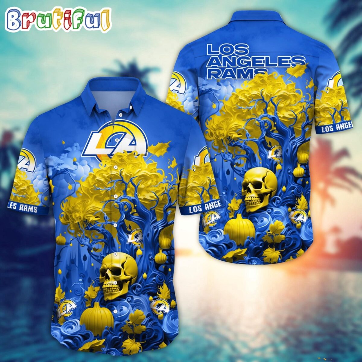 NFL Los Angeles Rams Halloween Skull Pumpkin Hawaiian Shirt