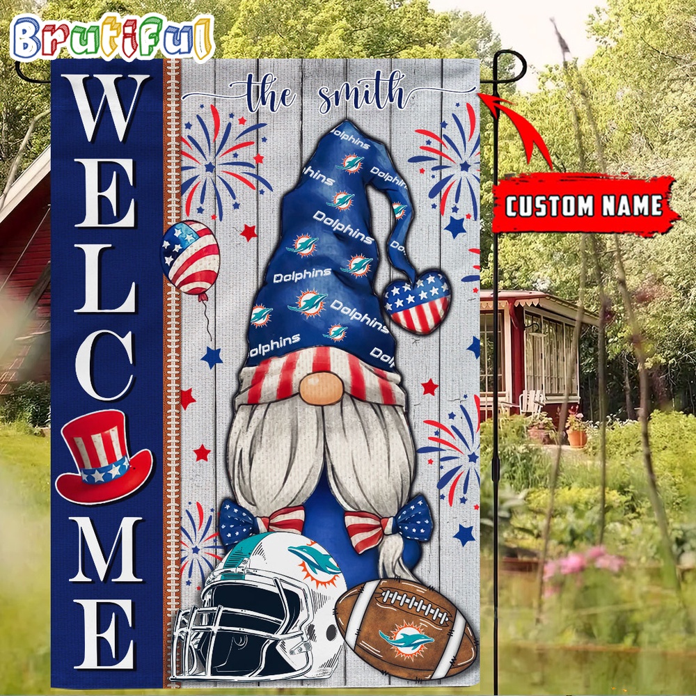 NFL Miami Dolphins America 4th Of July Independence Day Flag Football Gomes 4th Of July Garden Flag
