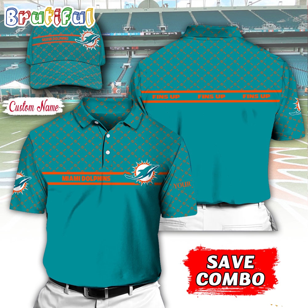 NFL Miami Dolphins Polo Shirt Custom Football Polo Shirt And Cap