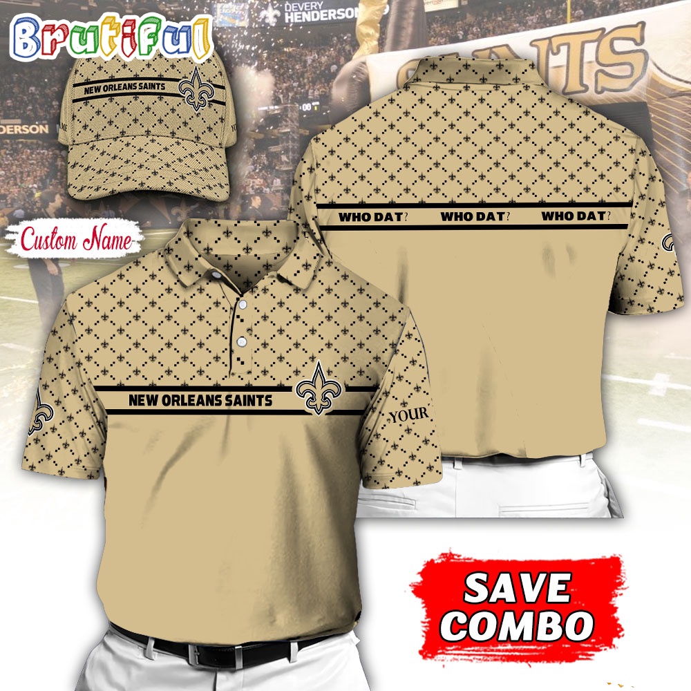 NFL New Orleans Saints Polo Shirt Custom Football Polo Shirt And Cap