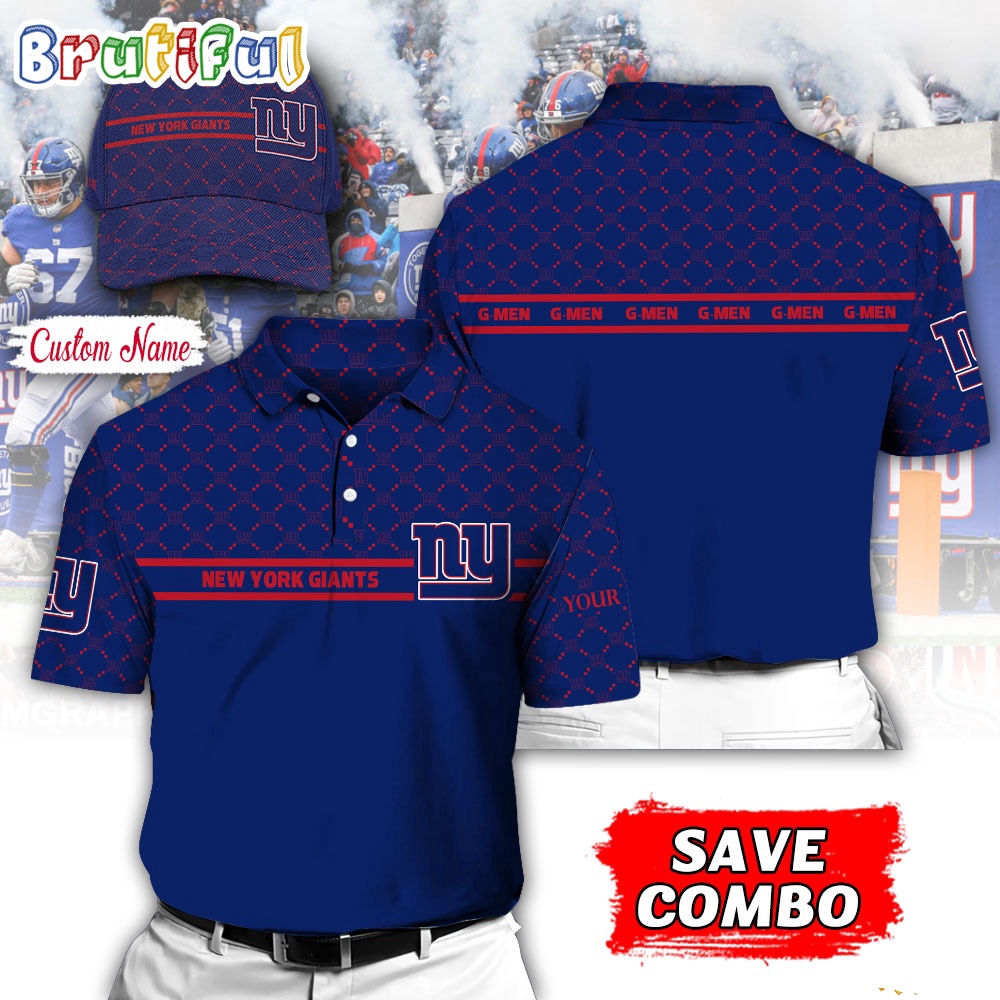 NFL New York Giants Polo Shirt Custom Football Polo Shirt And Cap