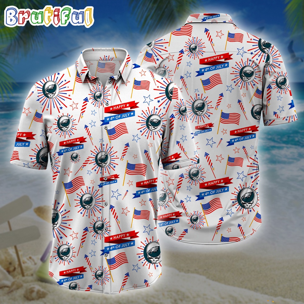 NFL Philadelphia Eagles Grateful Dead Hawaiian Shirt Grateful Dead Hawaiian Shirt