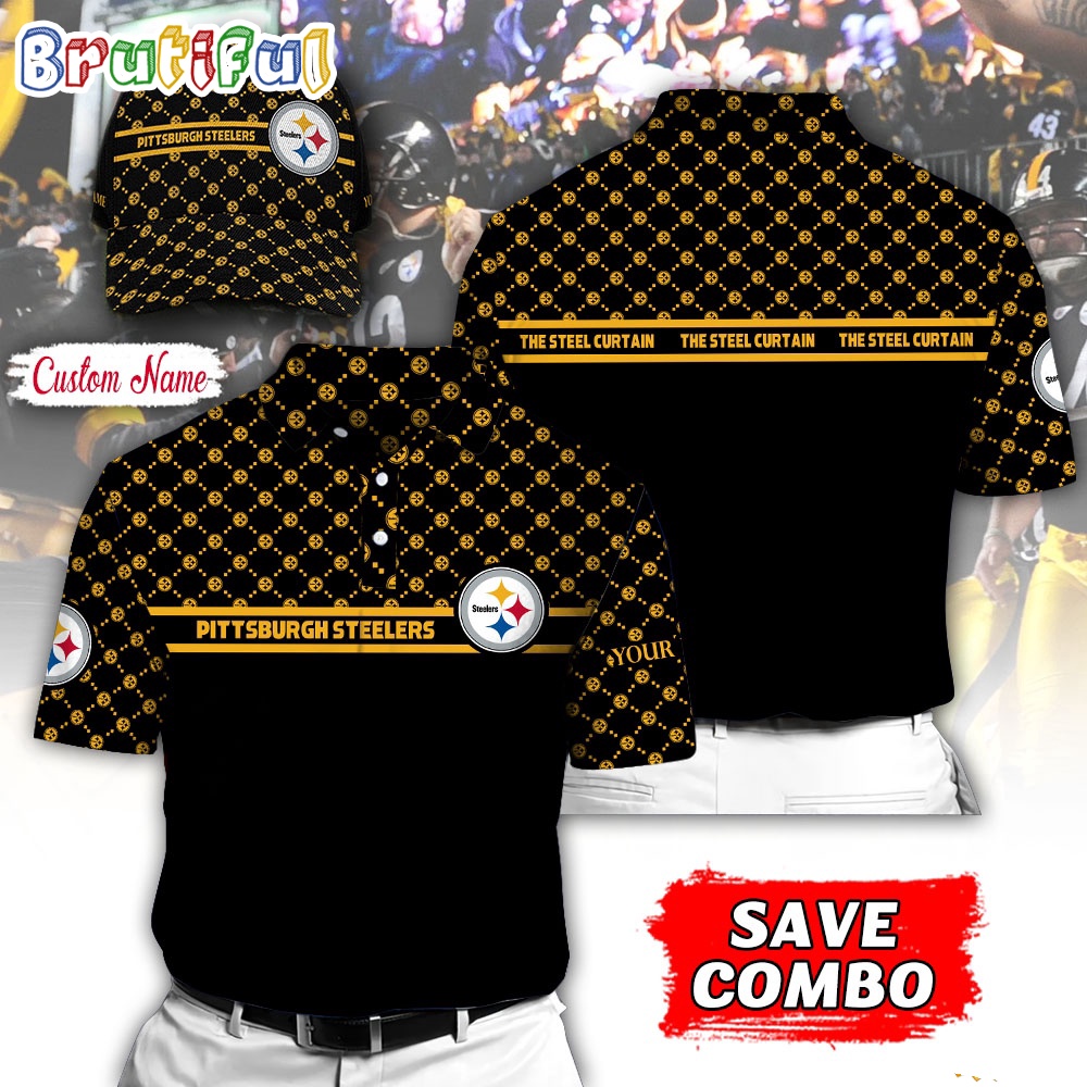 NFL Pittsburgh Steelers Polo Shirt Custom Football Polo Shirt And Cap