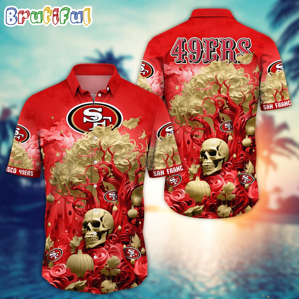 NFL San Francisco 49ers Halloween Skull Pumpkin Hawaiian Shirt