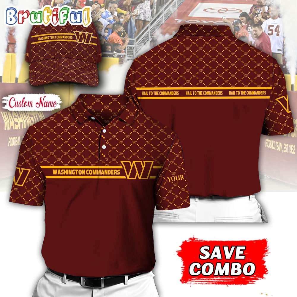 NFL Washington Commanders Polo Shirt Custom Football Polo Shirt And Cap