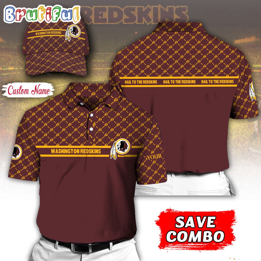 NFL Washington Redskins Polo Shirt Custom Football Polo Shirt And Cap