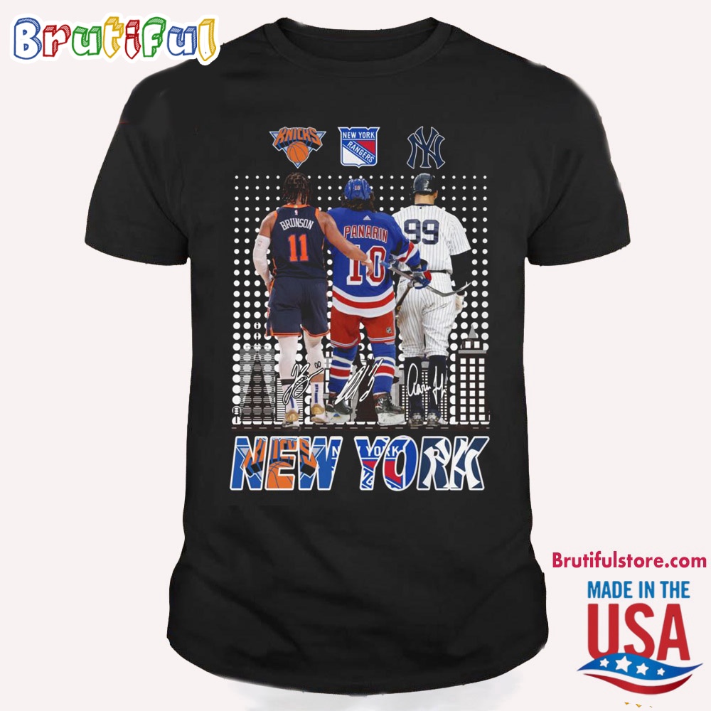 New York Knicks New York Yankees New York Rangers Team Logo Spoty T Shirt