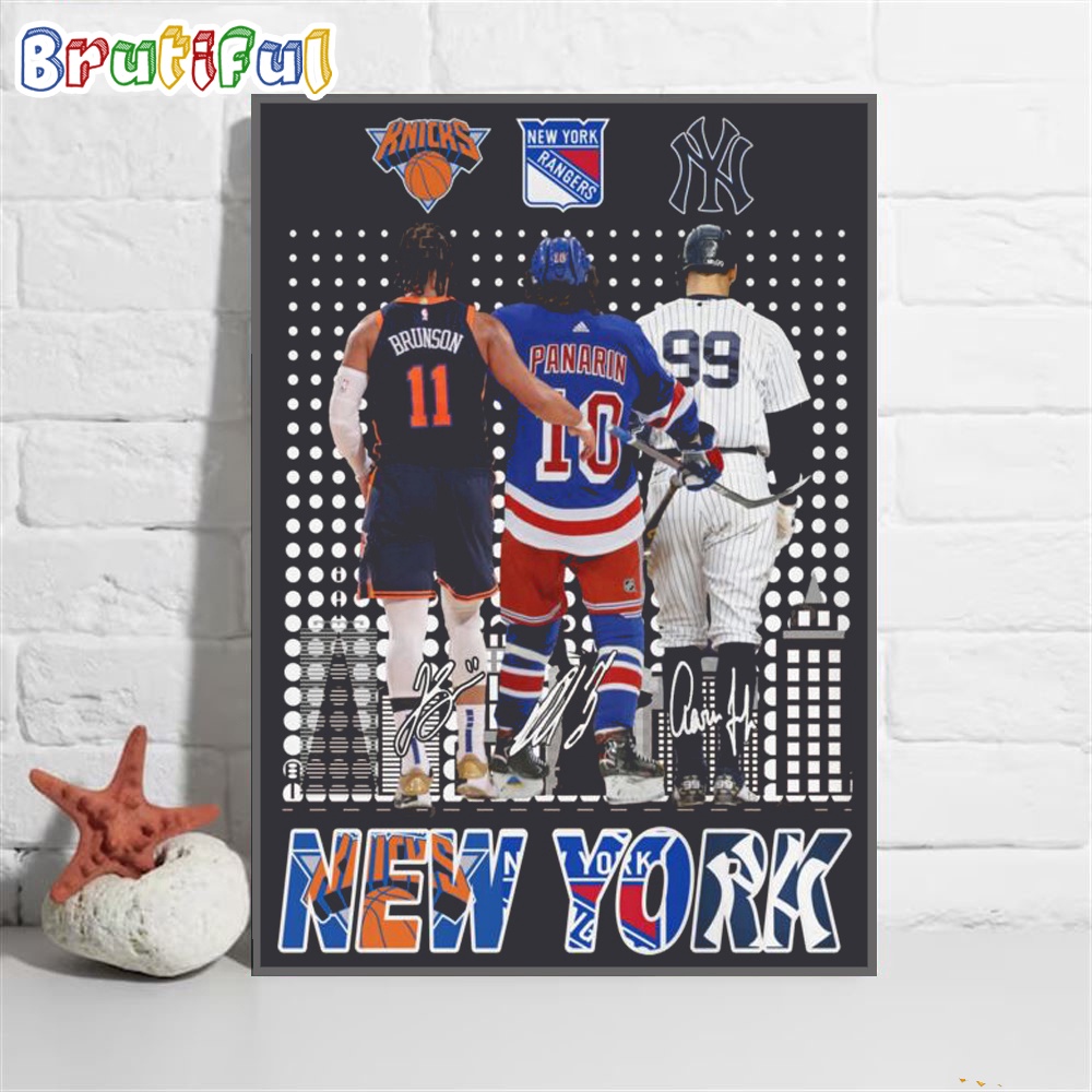 New York Knicks New York Yankees New York Rangers Team Logo Spoty Wall Art Poster Canvas