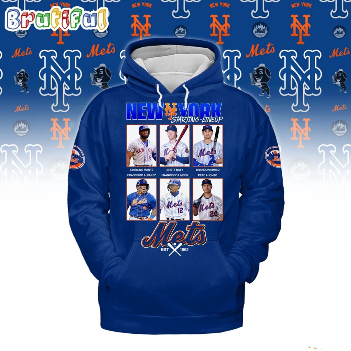 New York Mets Starting Lineup Est 1962 3D Hoodie
