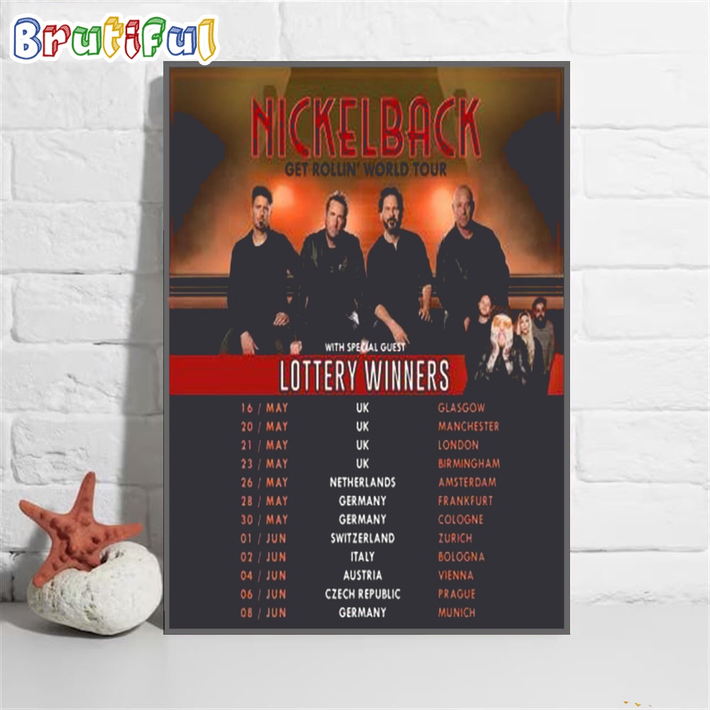 Nickelback Get Rollin Tour 2024 Wall Art Poster Canvas
