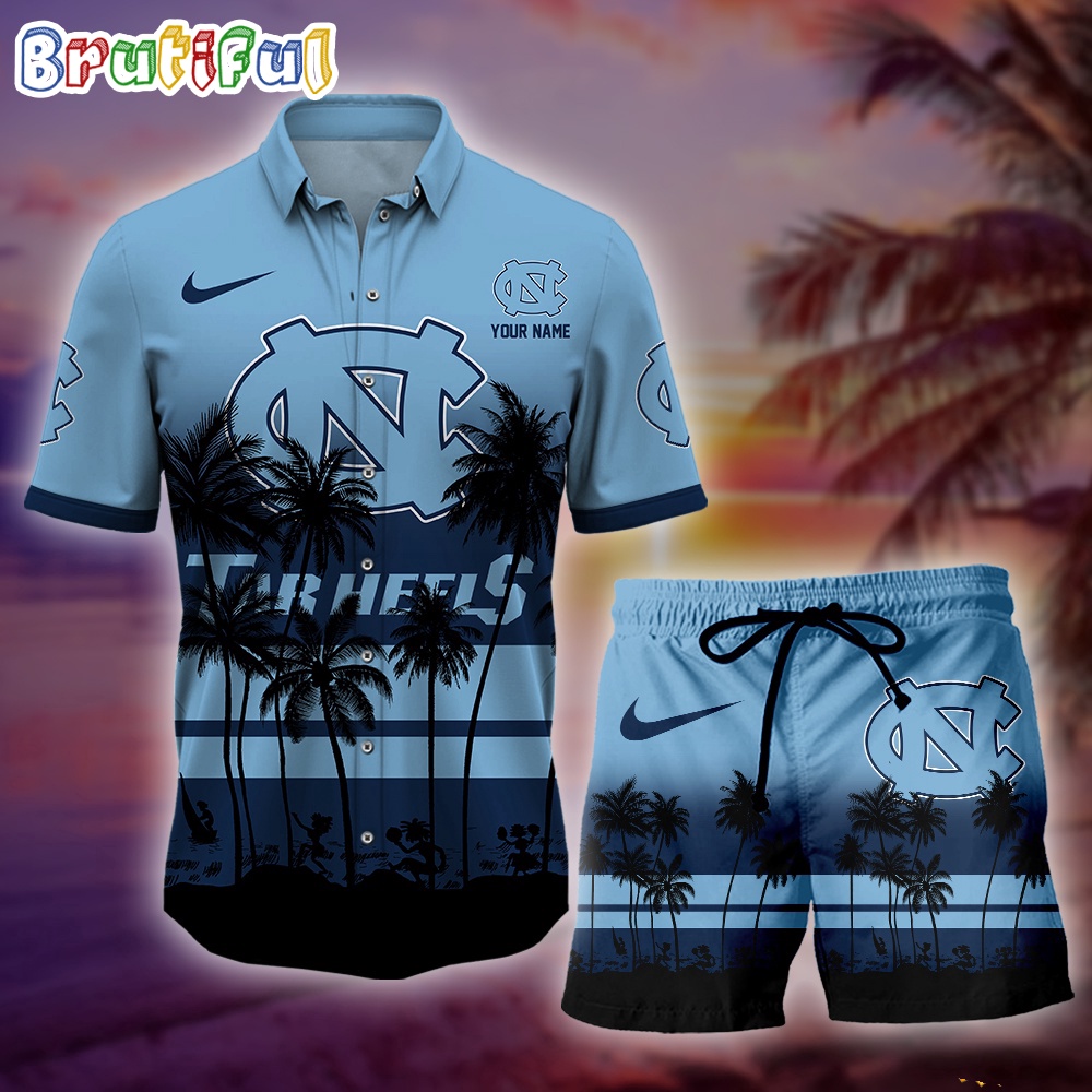 North Carolina Tar Heels Palm Tree Summer Hawaiian Shirt NCAA Sport Summer Hawaiian Set Summer Beach Short 1