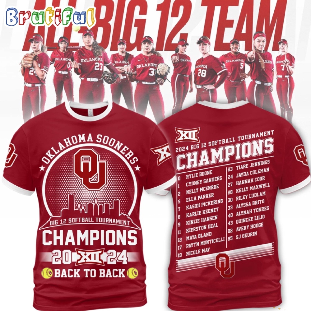 Oklahoma Sooners Women's Big 12 Softball Tournament Champions 2024 Shirt Oklahoma Sooners Back To Back T Shirt