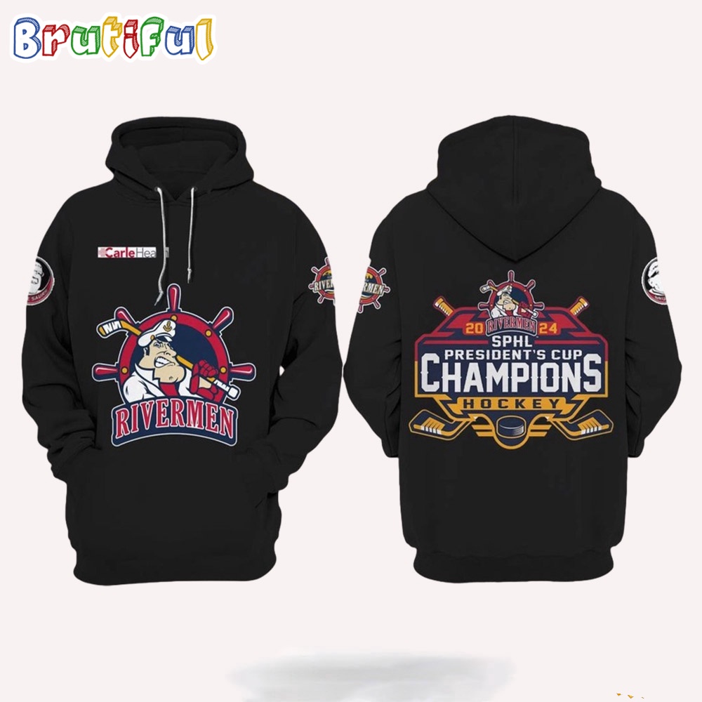 Peoria Rivermen 2024 SPHL President't Cup Champions Hockey Hoodie