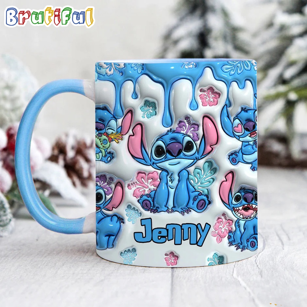 Personalization Stitch Ohana Family 3D Mug, Coffee Mug, Mug Disney Stitch
