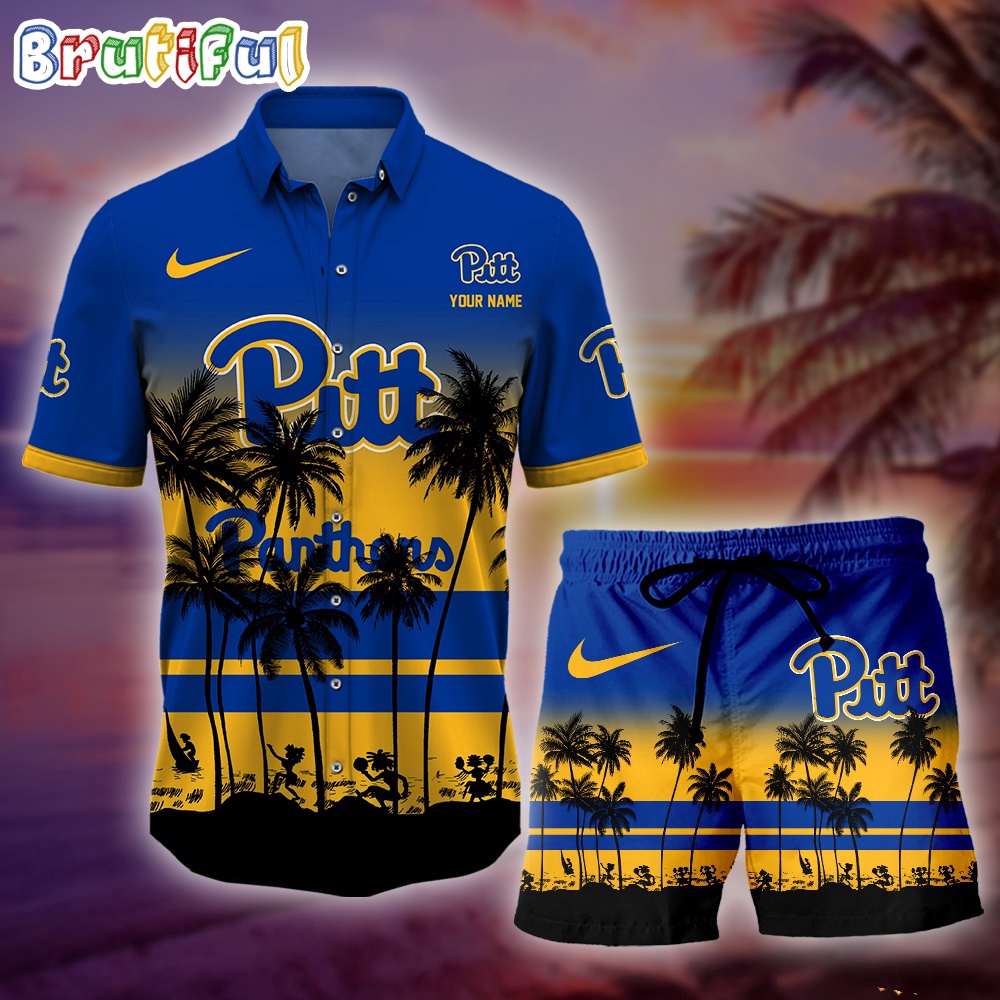 Pittsburgh Panthers Palm Tree Summer Hawaiian Shirt NCAA Sport Summer Hawaiian Set Summer Beach Short 1