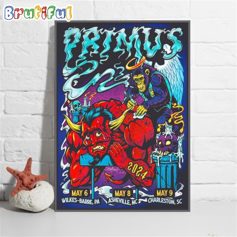 Primus May 9 2024 Tour Charleston Music Hall Charleston Sc Poster Canvas Art
