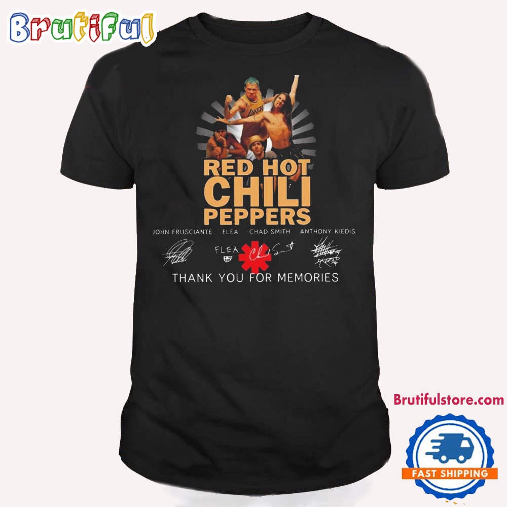 Red Hot Chili Peppers Band Signatures Thank You For Memories T Shirt