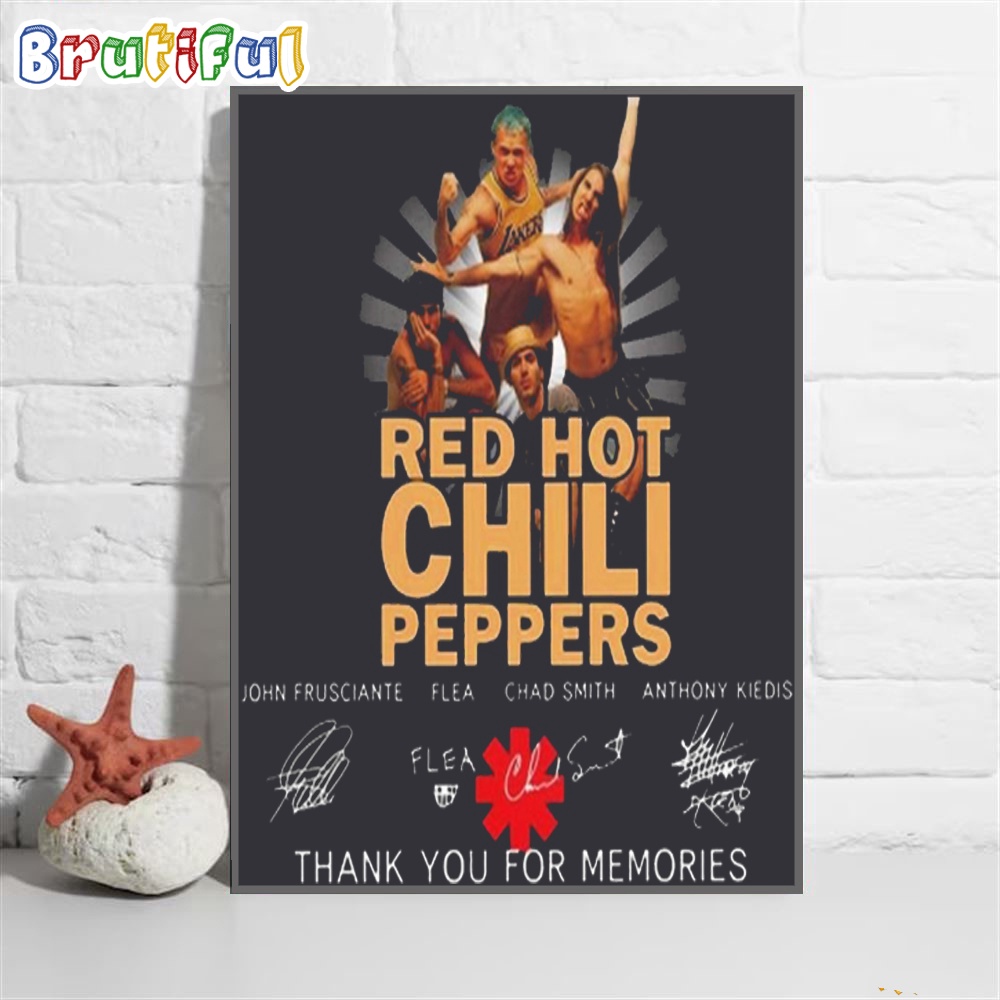 Red Hot Chili Peppers Band Signatures Thank You For Memories Wall Art Poster Canvas