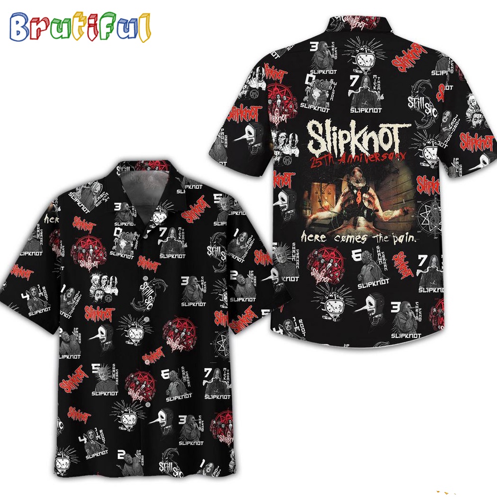 Slipknot 25th Anniversary Acre Comes The Pain Hawaiian Shirt Slipknot 2024 Hawaiian Shirt