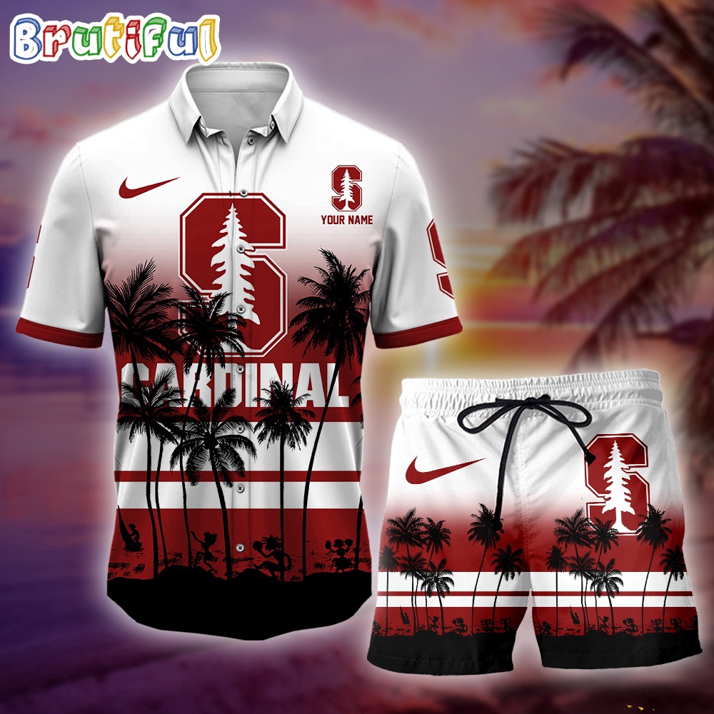 Stanford Cardinal Palm Tree Summer Hawaiian Shirt NCAA Sport Summer Hawaiian Set Summer Beach Short 1