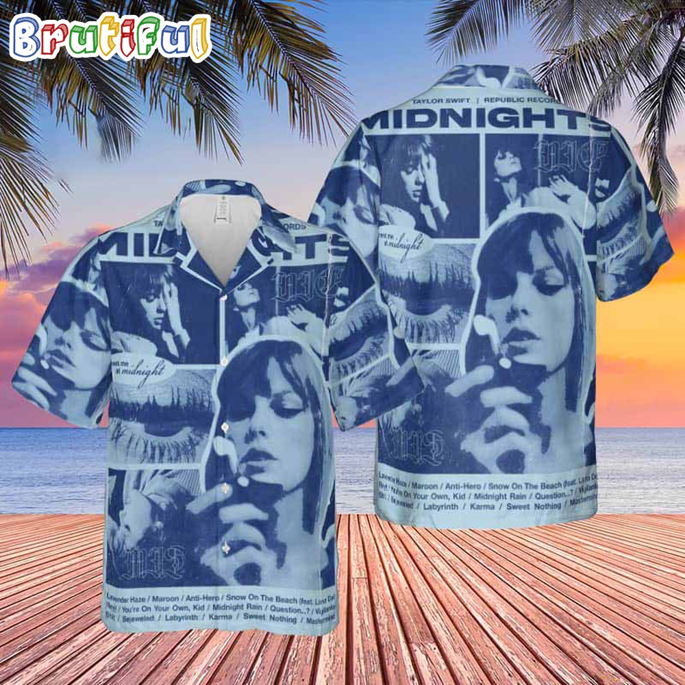 Taylor Swift Midnight Album Blue Color 2024 Tour Hawaiian Shirt