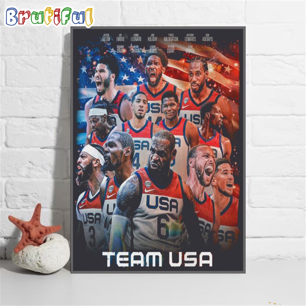 Team USA Player Basketball 2024 Wall Art Poster Canvas