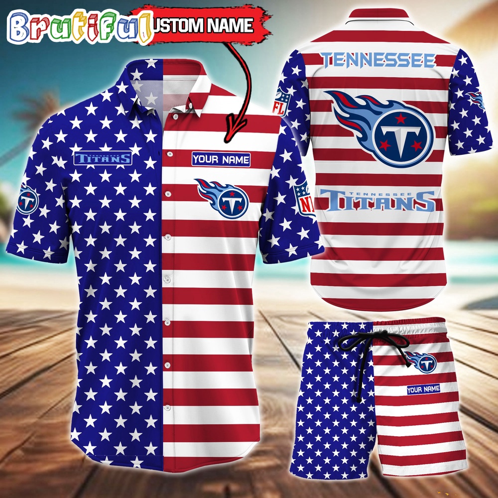 Tennessee Titans American Flag Hawaii Shirt NFL Sport American Flag Hawaiian Shirt And Shorts Set Mens