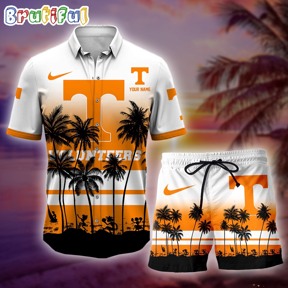 Tennessee Volunteers Palm Tree Summer Hawaiian Shirt NCAA Sport Summer Hawaiian Set Summer Beach Short 1