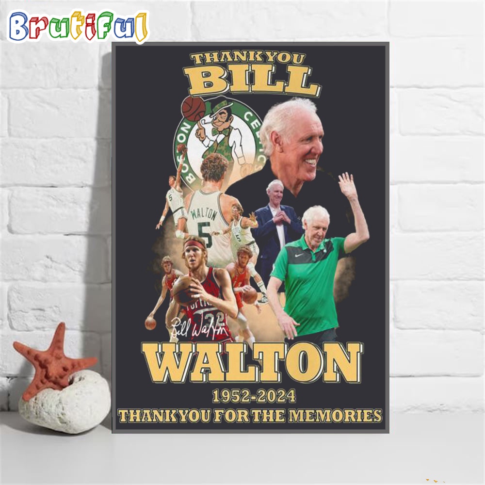 Thank You Bill Walton 1952 2024 Basketball Wall Art Poster Canvas