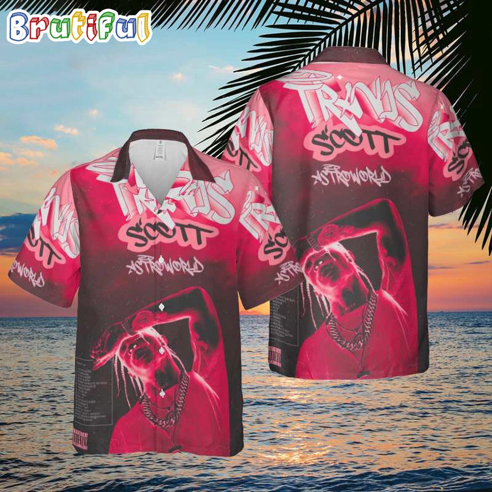 Travis Scott Astroworld Black And Pink Color Hawaiian Shirt
