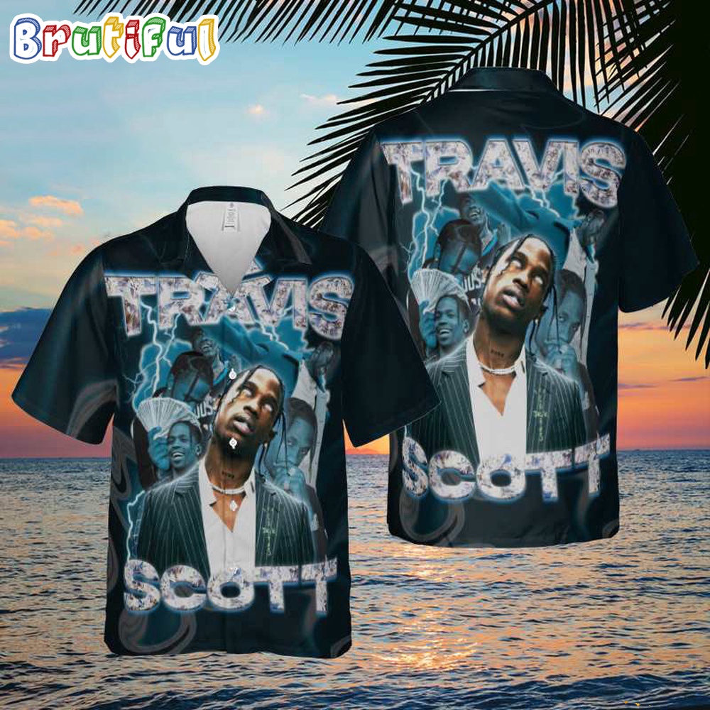 Travis Scott Portrait Photos Diamond Font 2024 Hawaiian Shirt