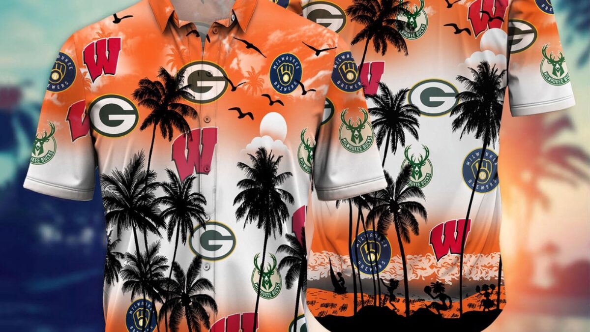 Wisconsin Sports Palm Tree Hawaiian Shirt