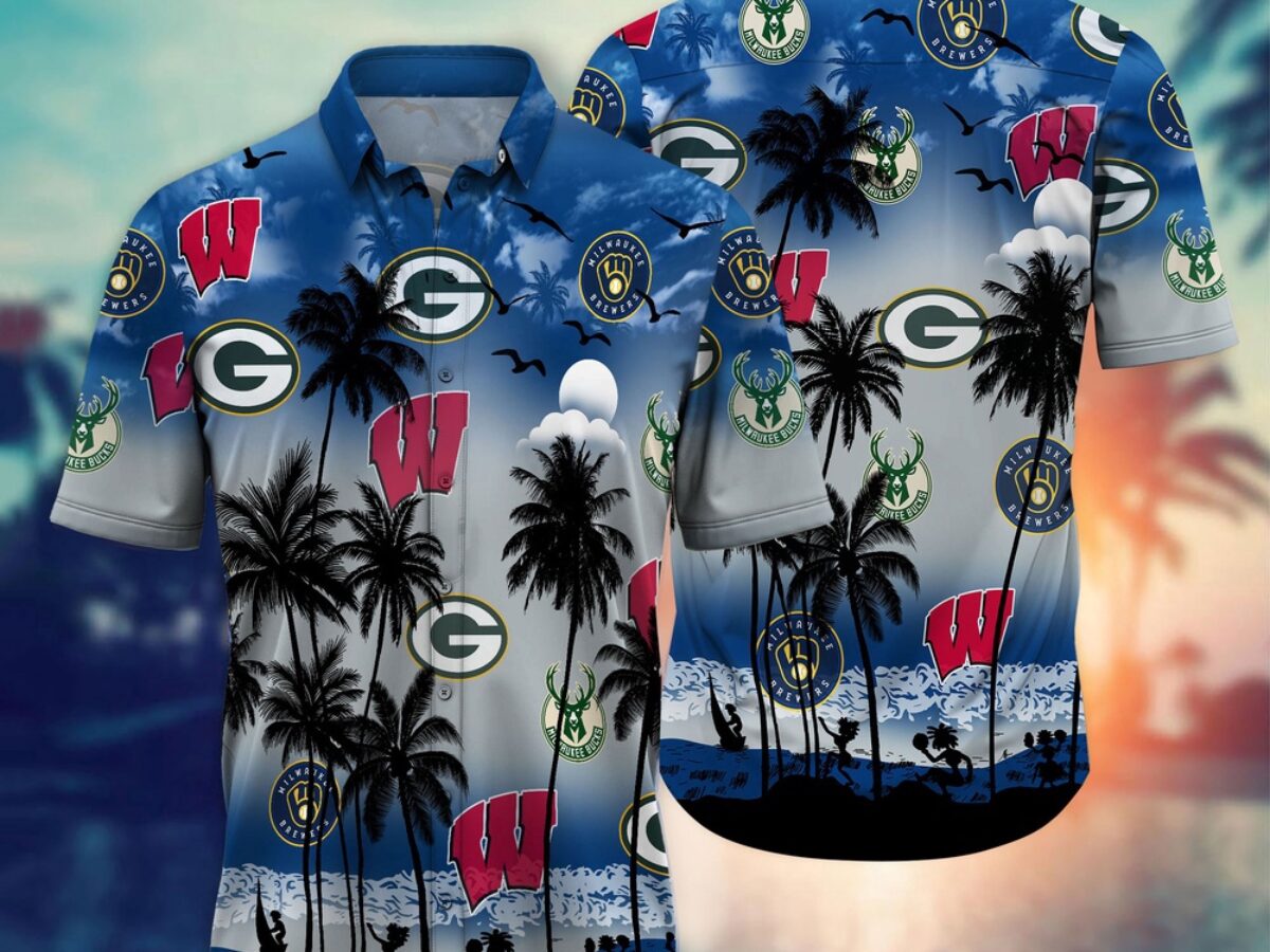 Wisconsin Sports Palm Tree Summer Hawaiian Shirt