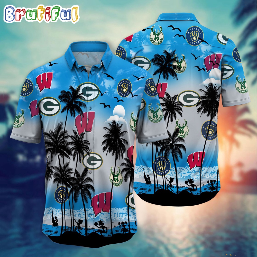 Wisconsin Sports Palm Tree Tropical Hawaiian Shirt