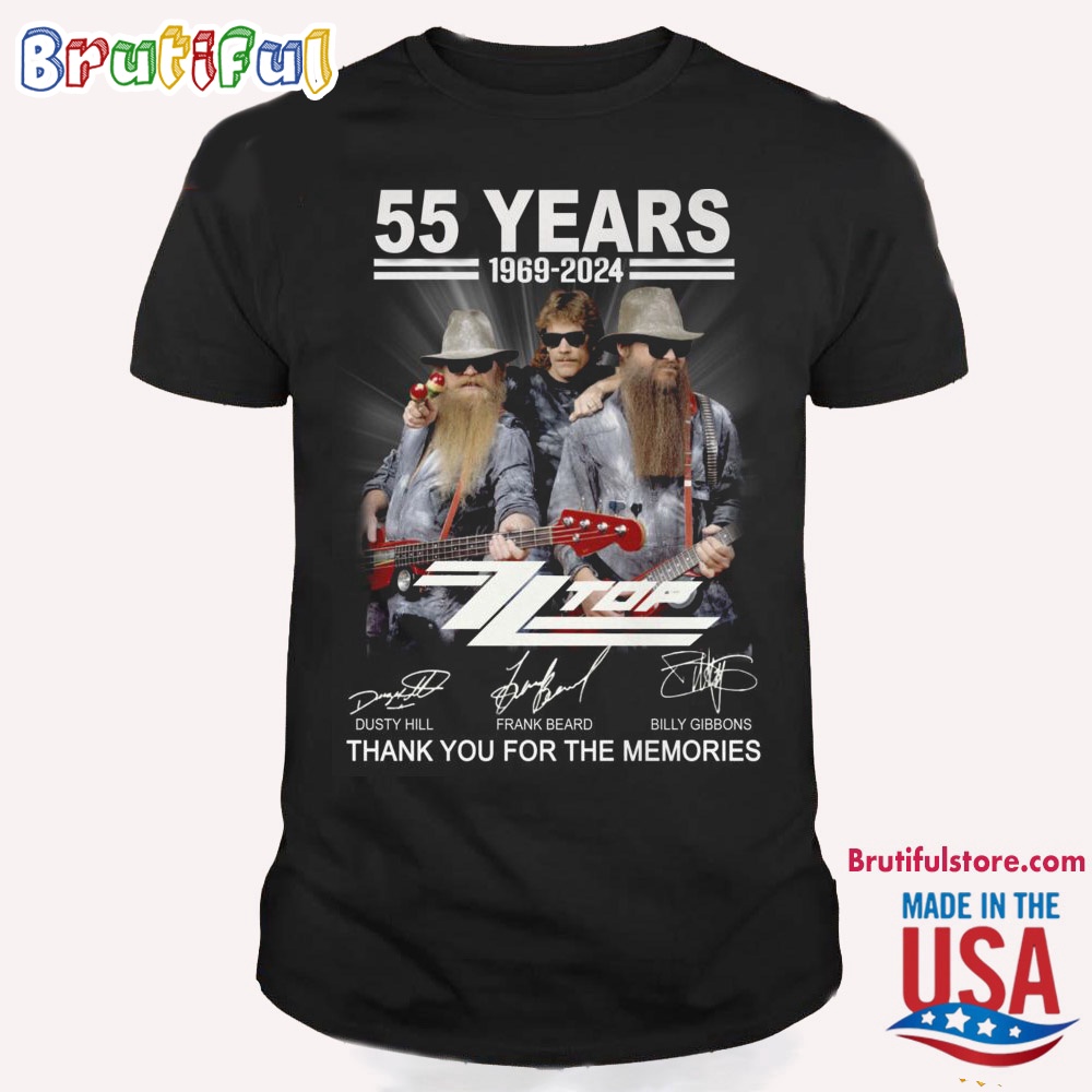 ZZ Top 55 Years 1969 2024 Thank You The Memories T Shirt