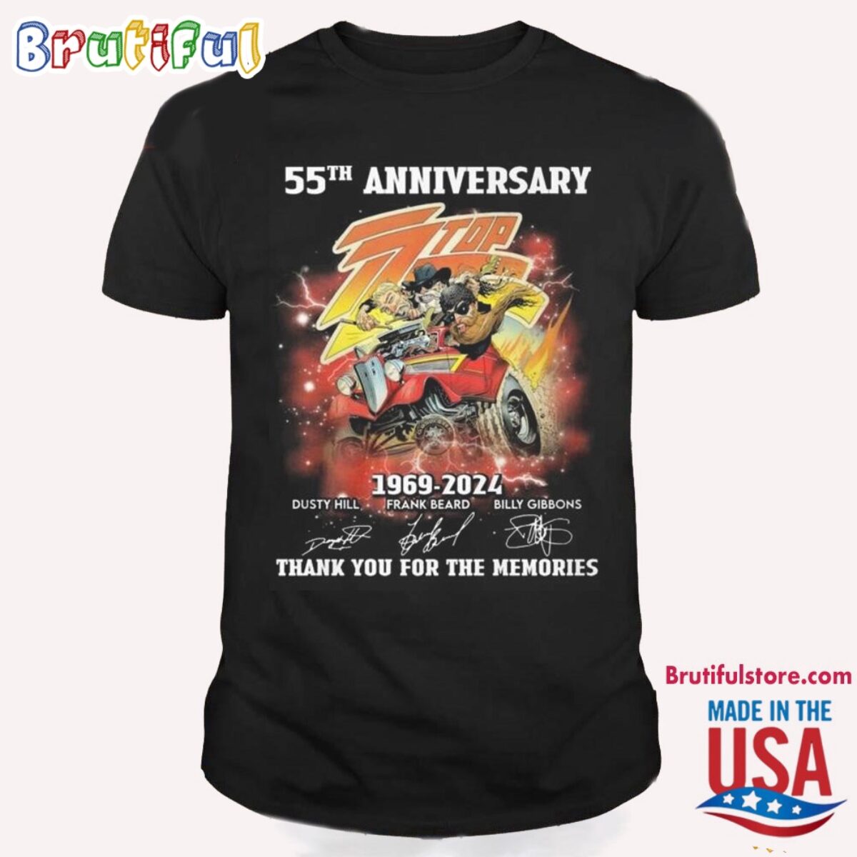 【ya♡ya】 Zz Top 55th Anniversary 1969-2024 Thank You For The Memories T Shirt
