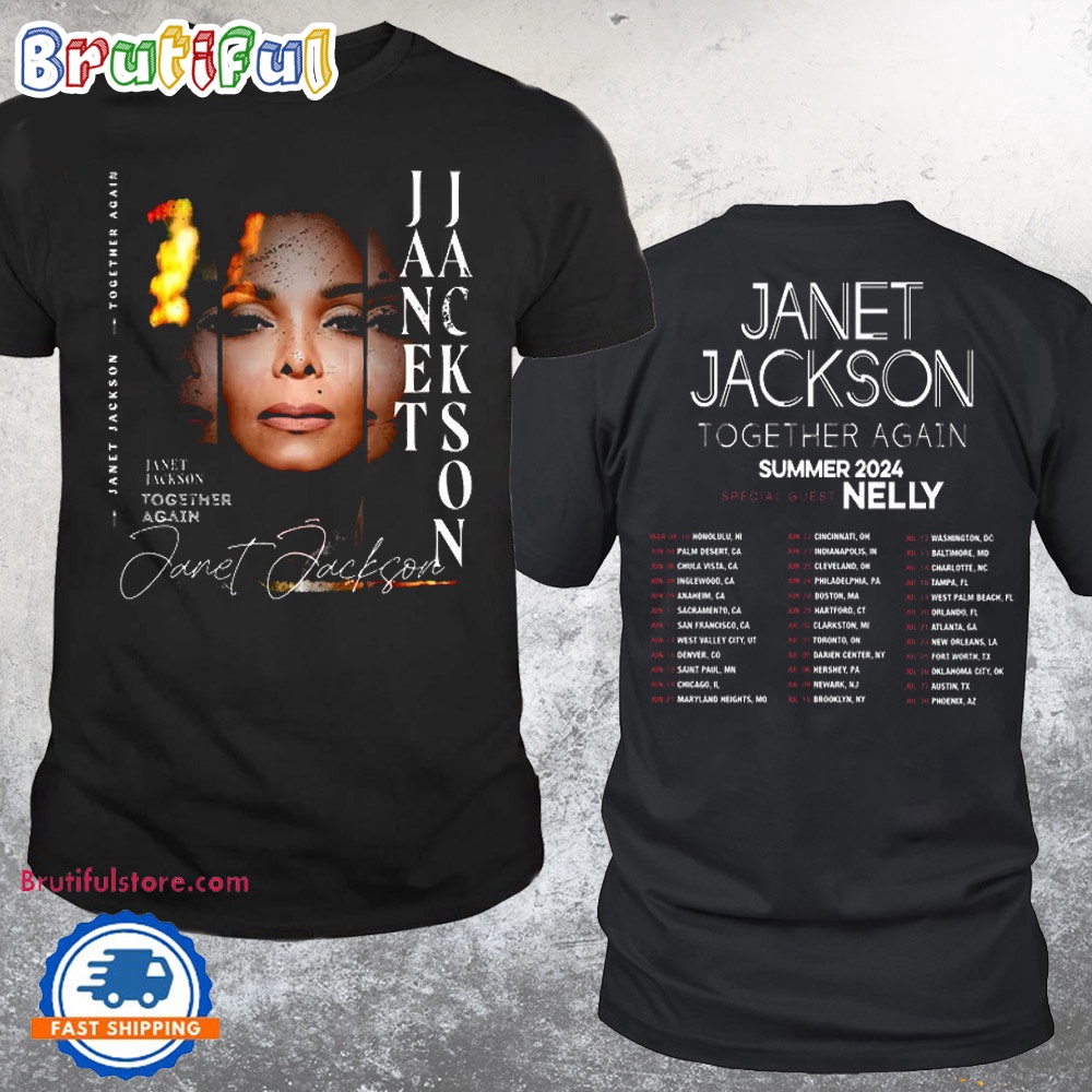 2024 Tour Janet Jackson Together Again T Shirt Janet Jackson Signature Fan Gifts Shirt