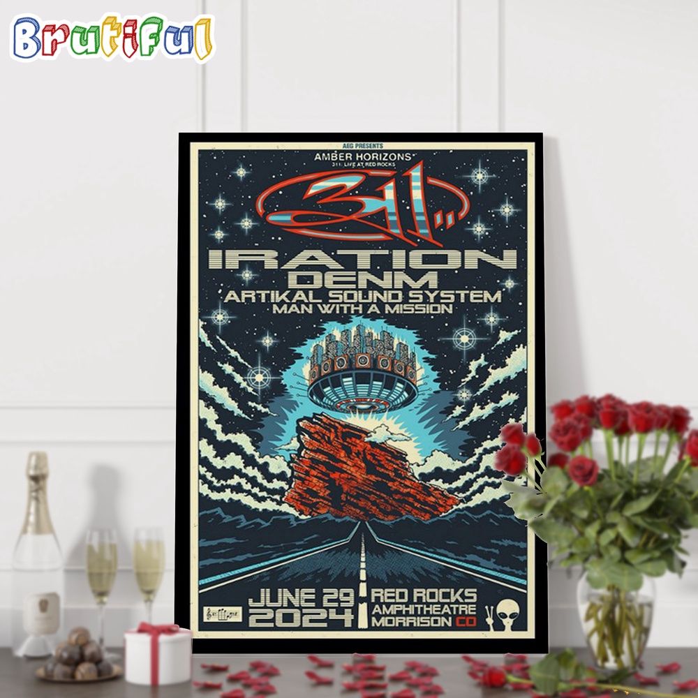 311 Band Red Rocks Amphitheatre Morrison CO June 29 2024 Gig Wall Art Poster Canvas