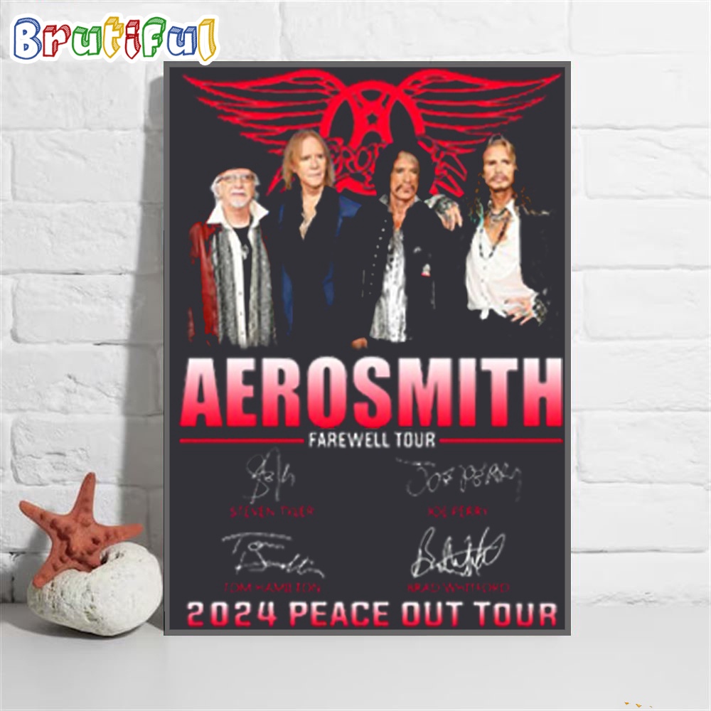 Aerosmith Peace Out Tour 2024 Wall Art Poster Canvas Aerosmith Band Shirt Poster Canvas