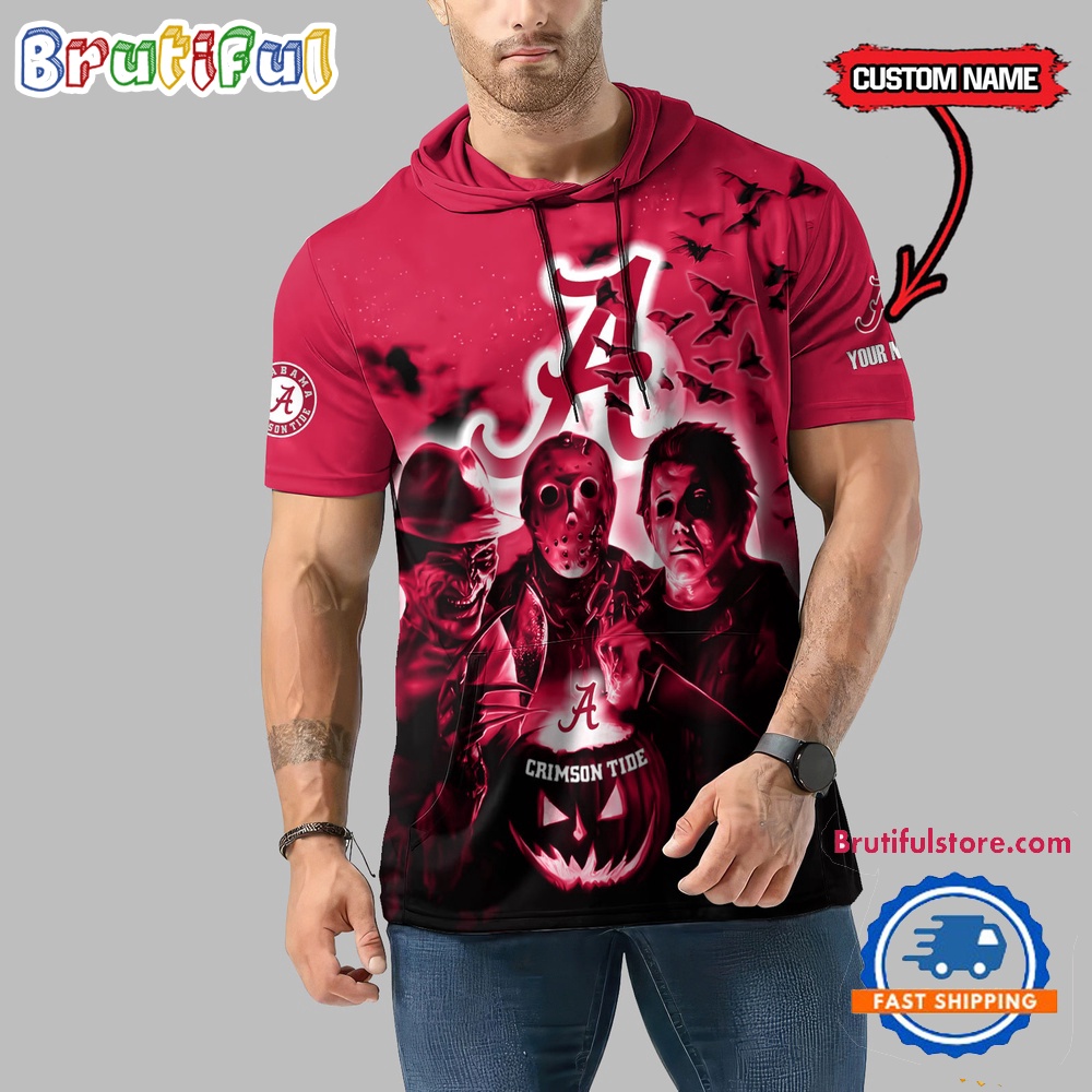 Alabama Crimson Tide Horror Characters Essential Halloween Sleeveless Hoodie 1
