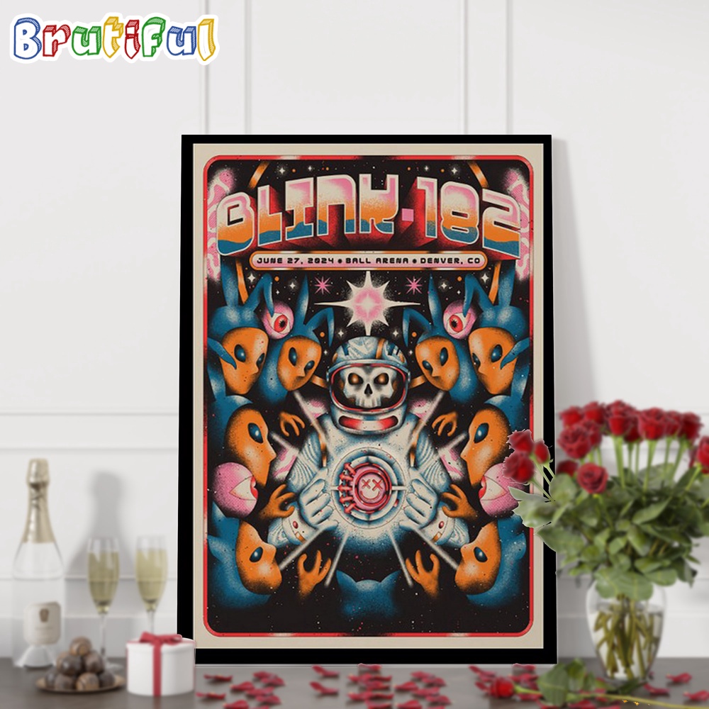 BLINK 182 June 27 2024 Ball Arena Denver CO Tour Wall Art Poster Canvas