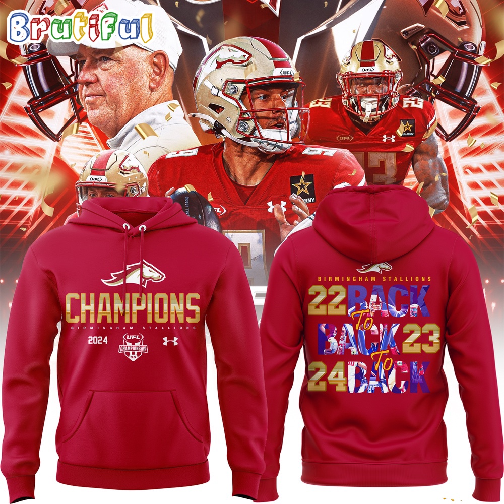 Birmingham Stallions UFL 2023 2024 Champions 3D Hoodie