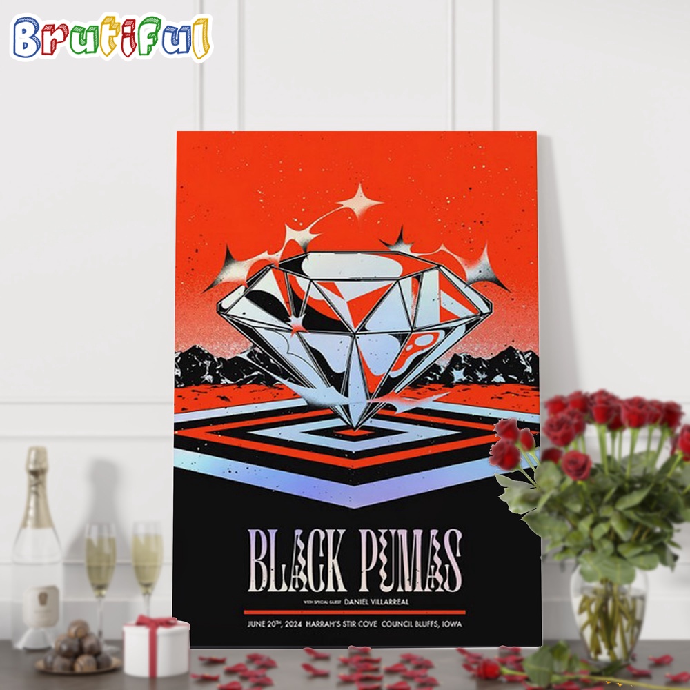 Black Pumas June 20 2024 Harrahs Stir Cove Council Bluffs Iowa Tour Wall Art Poster Canvas